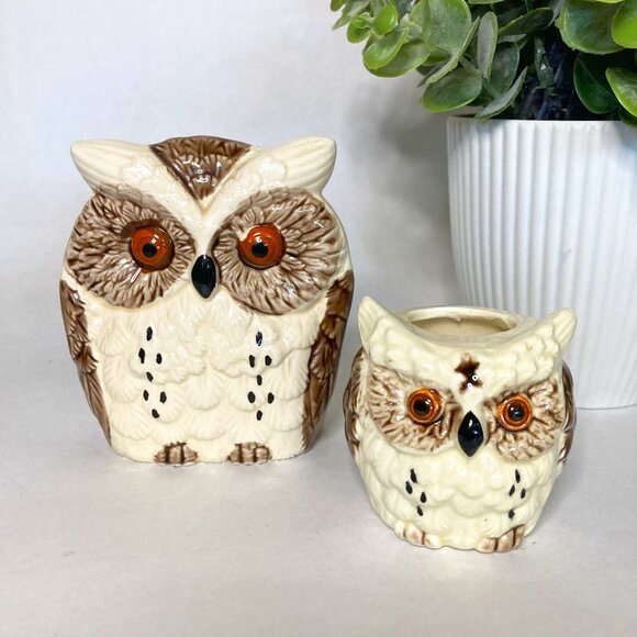 Vintage Owl Napkin With Toothpick Holder Japan - Picture 1 of 12